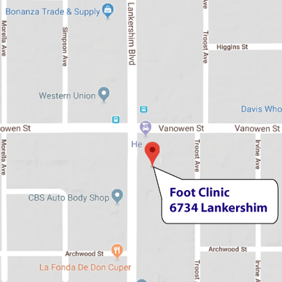 Mapa de la clínica de la Dr. Woo en 6734 Lankershim Blvd.